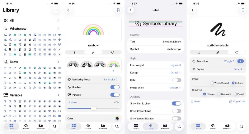 🧭 #应用限免📂 软件名称：SymbolsLibrary🍏 支持平台：#iOS 26.0+📊 软件价格：免费🪟 软件简介：一款为 Apple 开发者打造的 SF Symbols 浏览器与调试工具，可按类别浏览全部符号并支持自然语言搜索，提供渲染模式、动画效果检查器与可复制的 SwiftUI 代码