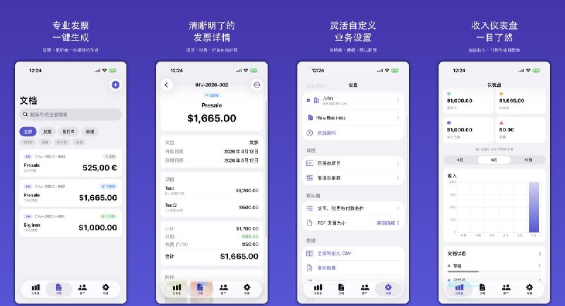 🧭 #应用限免📂 软件名称：InvoicePad - 发票制作🍏 支持平台：#iOS 17.0+📊 软件价格：免费🪟 软件简介：面向自由职业者和小商户的商业单据工具，可制作 invoice、报价单和收据，支持多币种、税费与折扣计算、客户管理及 PDF、CSV 导出