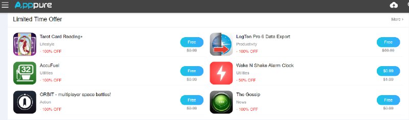 🆔  网站名称：Apppure⭐️  网站功能：iOS限免信息📁 网站简介：一款iOS限免信息发布网站，网站有推荐各类优质软件，包含免费软件排行榜等