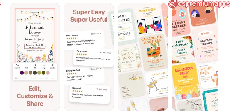 📌 #应用限免☺️ 软件名称：Birthday Invitation Maker☺️ 支持平台：#iOS💸 软件价格：内购限免⚙️ 软件功能：贺卡制作📝 软件简介：一款贺卡和邀请卡制作应用，用户可以利用其中的模板轻松定制和个性化DIY贺卡设计，适用于各种场合，如生日、婚礼等