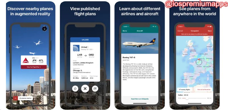 📌 #应用限免 ☺️ 软件名称：AR Planes - Airplane Tracker☺️ 支持平台：#iOS💸 软件价格：内购限免⚙️ 软件功能：AR航班追踪📝 软件简介：将你的手机对准天空，可实时查看附近路过的飞机，并且支持显示3D模型，航空公司以及起降地