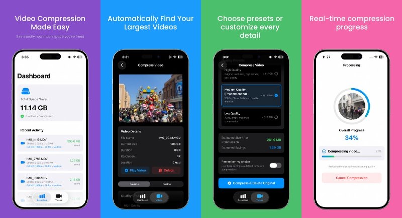 🧭 #应用限免📂 软件名称：Klin: Resize & Compress Video🍏 支持平台：#iOS 17.0+📊 软件价格：免费🪟 软件简介：一款本地视频压缩工具，可自定义分辨率、帧率与码率，在压缩前预估文件大小，并保留视频元数据和相册归类