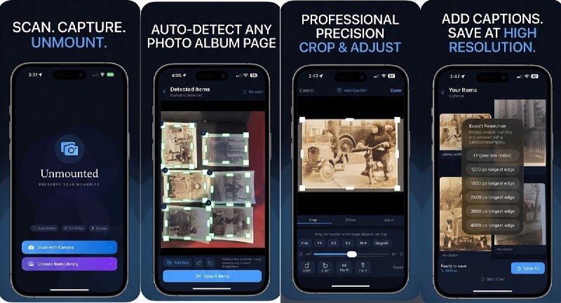 🧭 #应用限免📂 软件名称：Unmounted-老照片翻拍数字化🍏 支持平台：iOS 17.0+📊 软件价格：免费🪟 软件简介：一款老照片保存工具，自动识别相册页面中的照片并逐张裁剪提取，支持编辑与高清导出