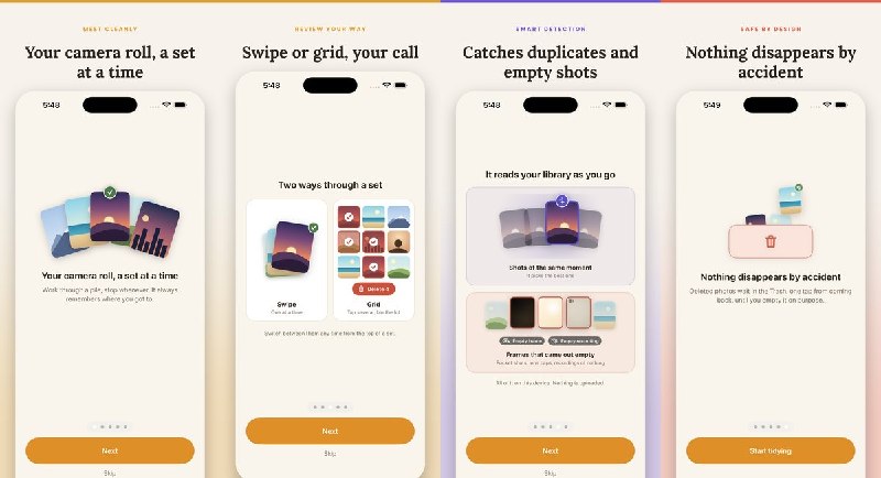 🧭 #应用限免📂 软件名称：Cleanly: AI Photo Organizer🍏 支持平台：#iOS 17.0+📊 软件价格：免费🪟 软件简介：一款本地相册整理工具，可识别重复、相似、模糊照片和截图，所有分析均在设备端完成，删除前由用户逐项确认，适合清理相册并释放存储空间