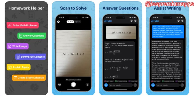 📌 #应用限免☺️ 软件名称：AI Homework Helper: AiTutor☺️ 支持平台：#iOS💸 软件价格：¥28.00 -> ¥0.00⚙️ 软件功能：AI作业助手📝 软件简介：一款基于人工智能的作业助手应用，适用于各个年龄段和教育水平的学生